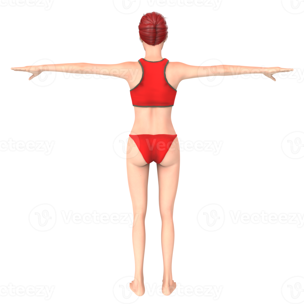 rood bikini meisje 3d illustratie png