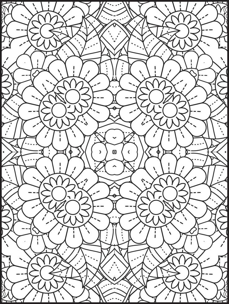 adorno decorativo de flores en estilo étnico oriental, adorno de garabatos, dibujo a mano de contorno. página del libro para colorear. página del libro para colorear mandala de flores. página para colorear de adultos. vector