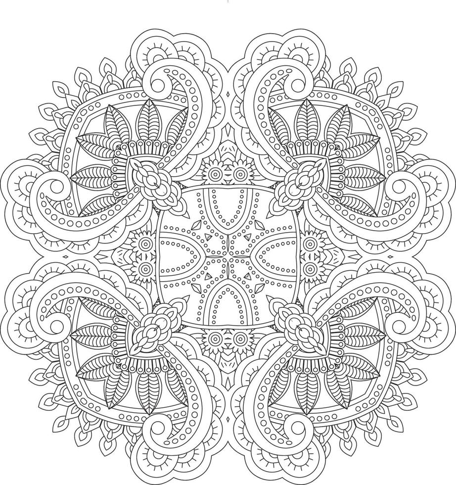 flower decorative ornament in ethnic oriental style, doodle ornament, outline hand draw. coloring book page. Flower mandala coloring Book Page. Adult Coloring page. vector