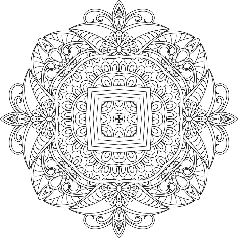 flower decorative ornament in ethnic oriental style, doodle ornament, outline hand draw. coloring book page. Flower mandala coloring Book Page. Adult Coloring page. vector