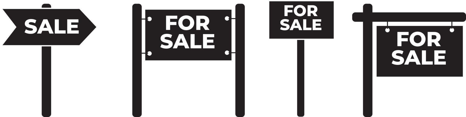 Real estate icons set for sale boards on white background. Vector