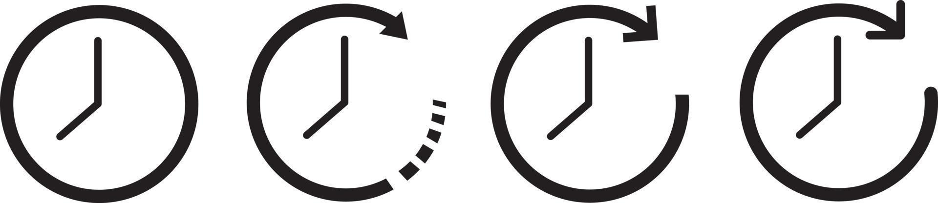 reloj con círculo de flecha. símbolo de icono de tiempo aislado sobre fondo blanco. diseño vectorial vector