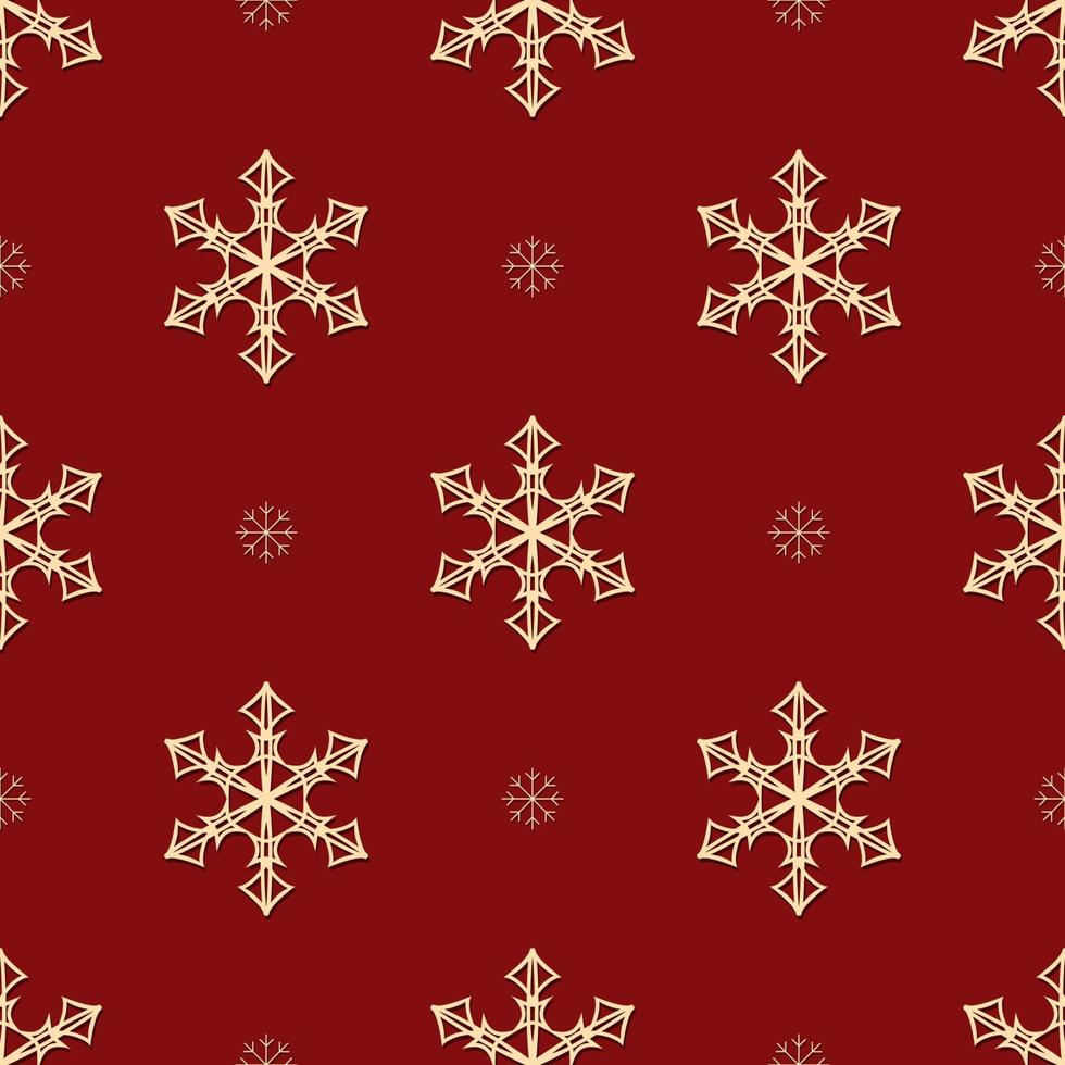 Seamless background for Christmas holidays. White snowflakes on a red background. Vector illustration