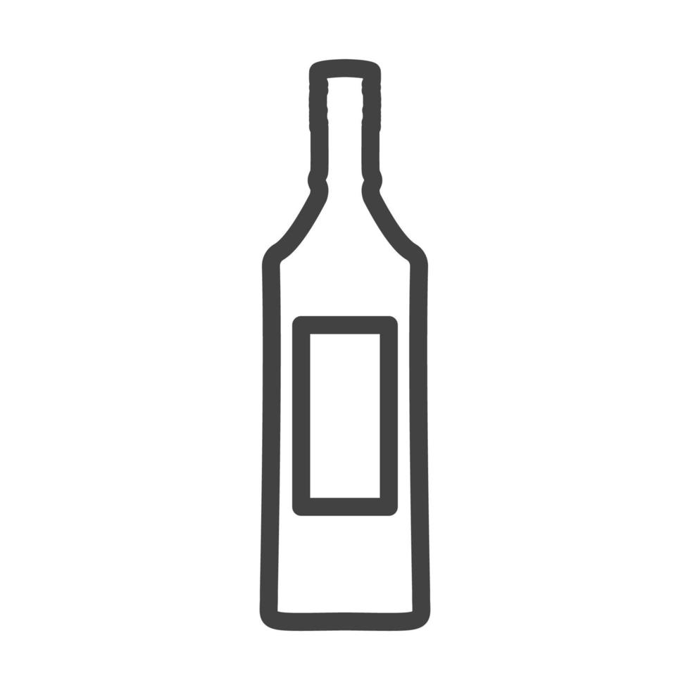 icono de ilustración de vector de bebida de vidrio de botella. símbolo de bebida de recipiente de plástico líquido y objeto de etiqueta de barra de alcohol. signo gráfico de comida refresco o cerveza blanco aislado. contorno producto silueta en blanco pub