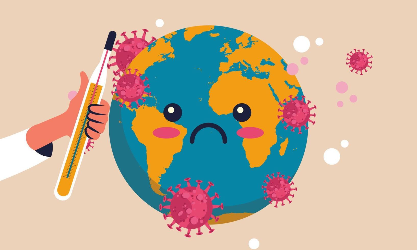 mapa del globo terráqueo infección pandémica coronavirus. país covid crisis epidémica planeta. virus de protección mundial de medicina global. vacuna saludable enfermedad síntomas vector ilustración plana corona