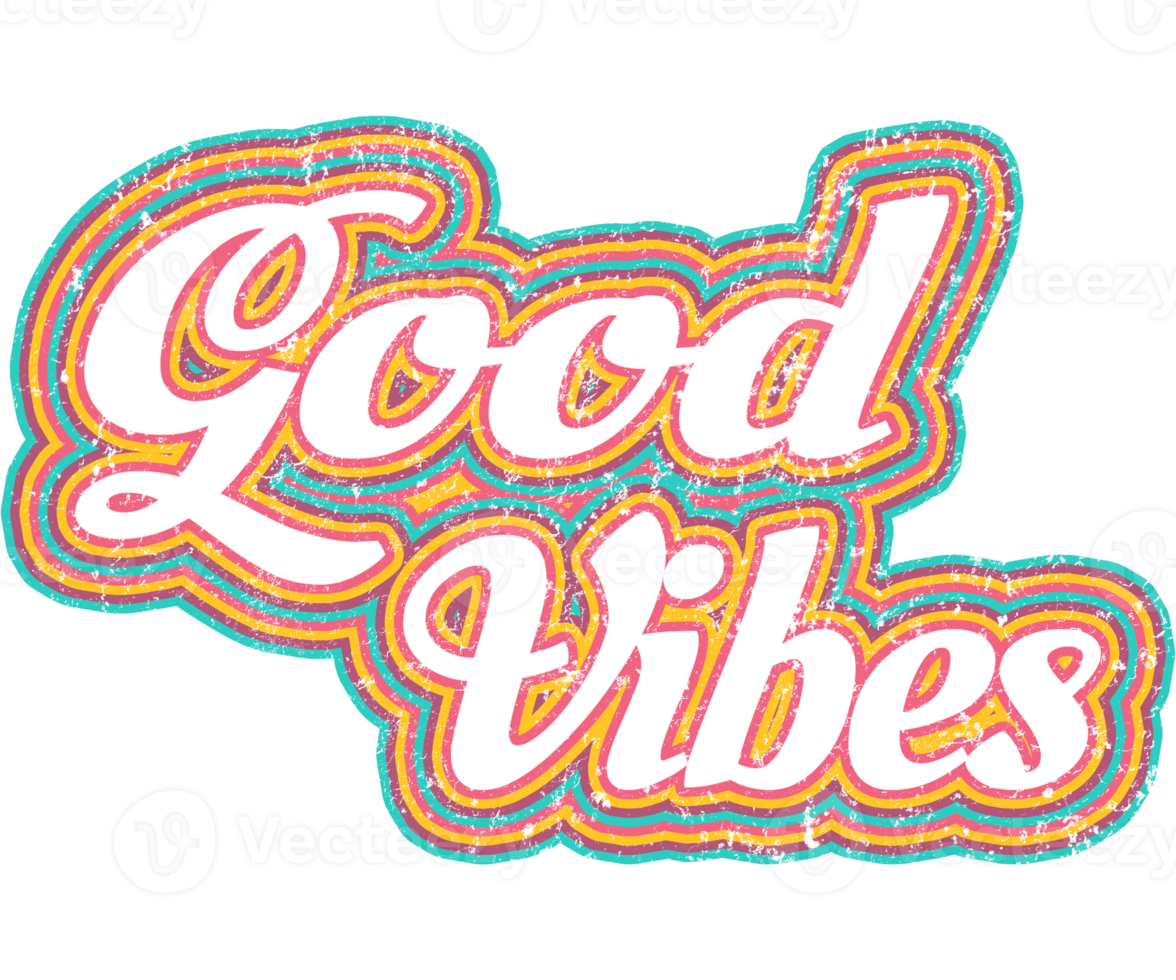 Retro Good Vibes Distressed Graphic png