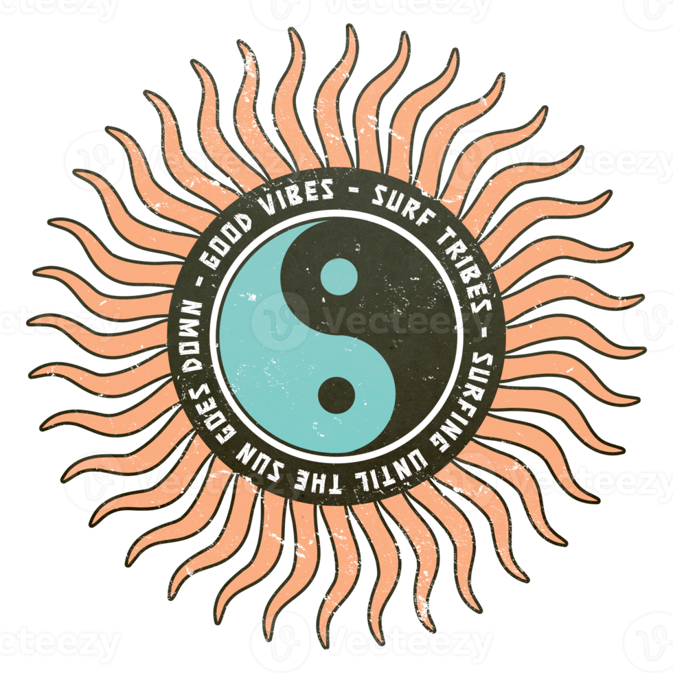 Good Vibes Surf Tribes Retro Surfing Sun Graphic png