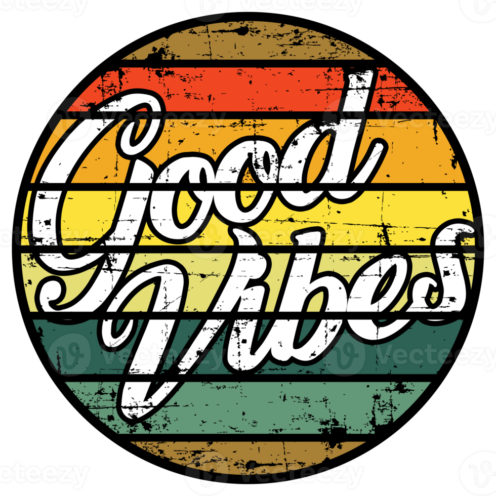Good Vibes Distressed Retro Graphic png