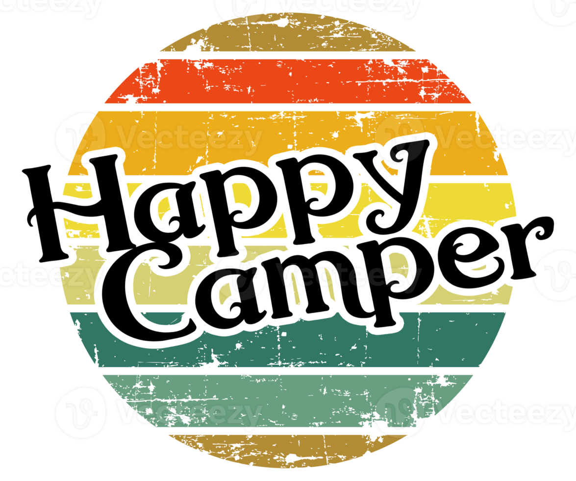 graphique de camping rétro campeur heureux png