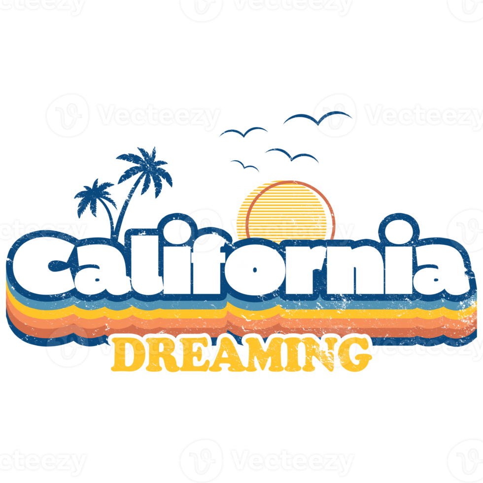 California Dreaming Retro Beach Summer Graphic png