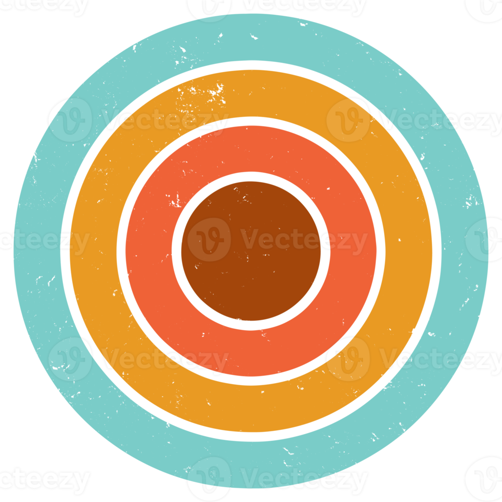 Élément graphique isolé de cercles rétro en détresse png