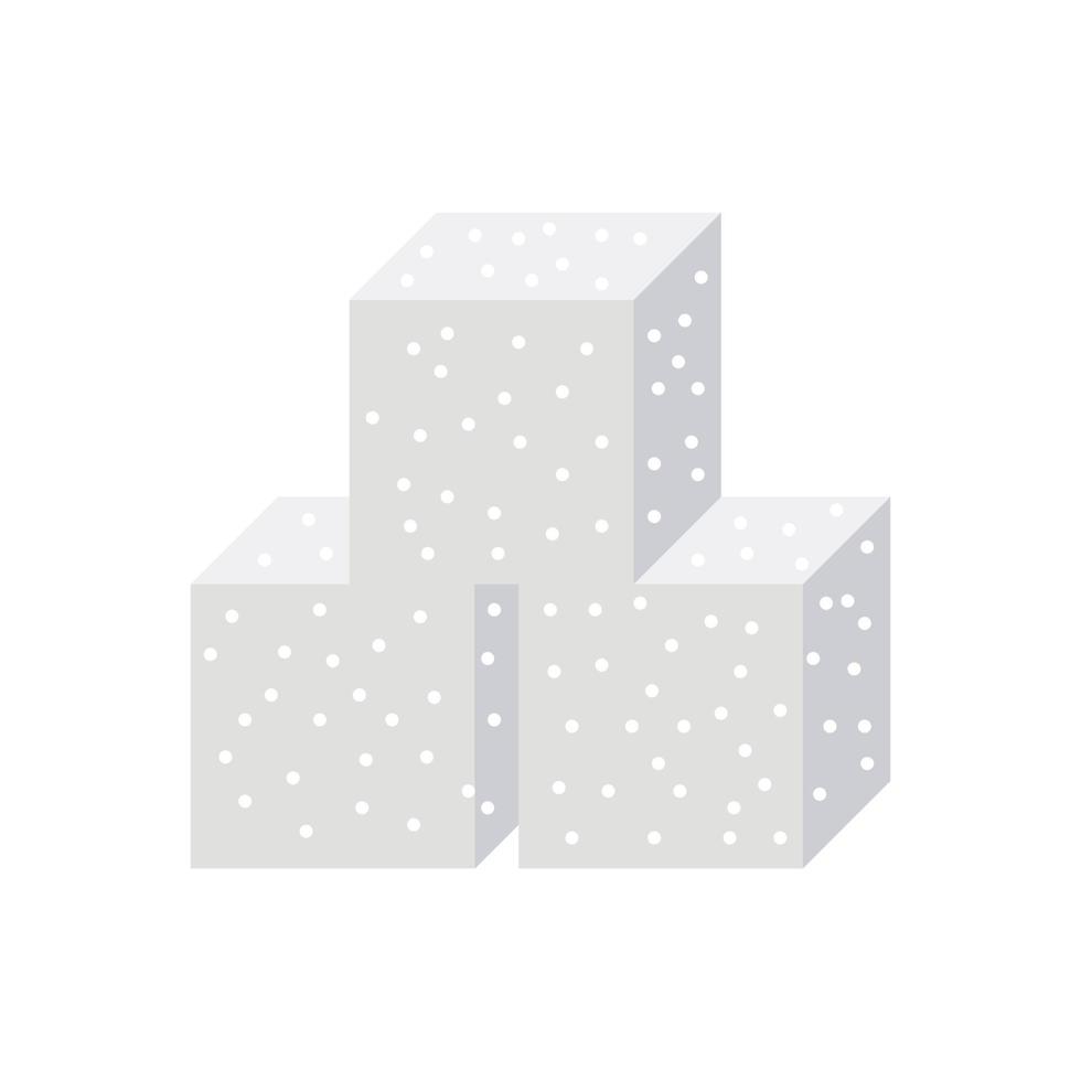White sugar cube food vector icon illustration. Sweet square diet ingredient isolated white. Healthy shape piece crystal cane and nutrition element refined. Block sweetener granular or sucrose glucose