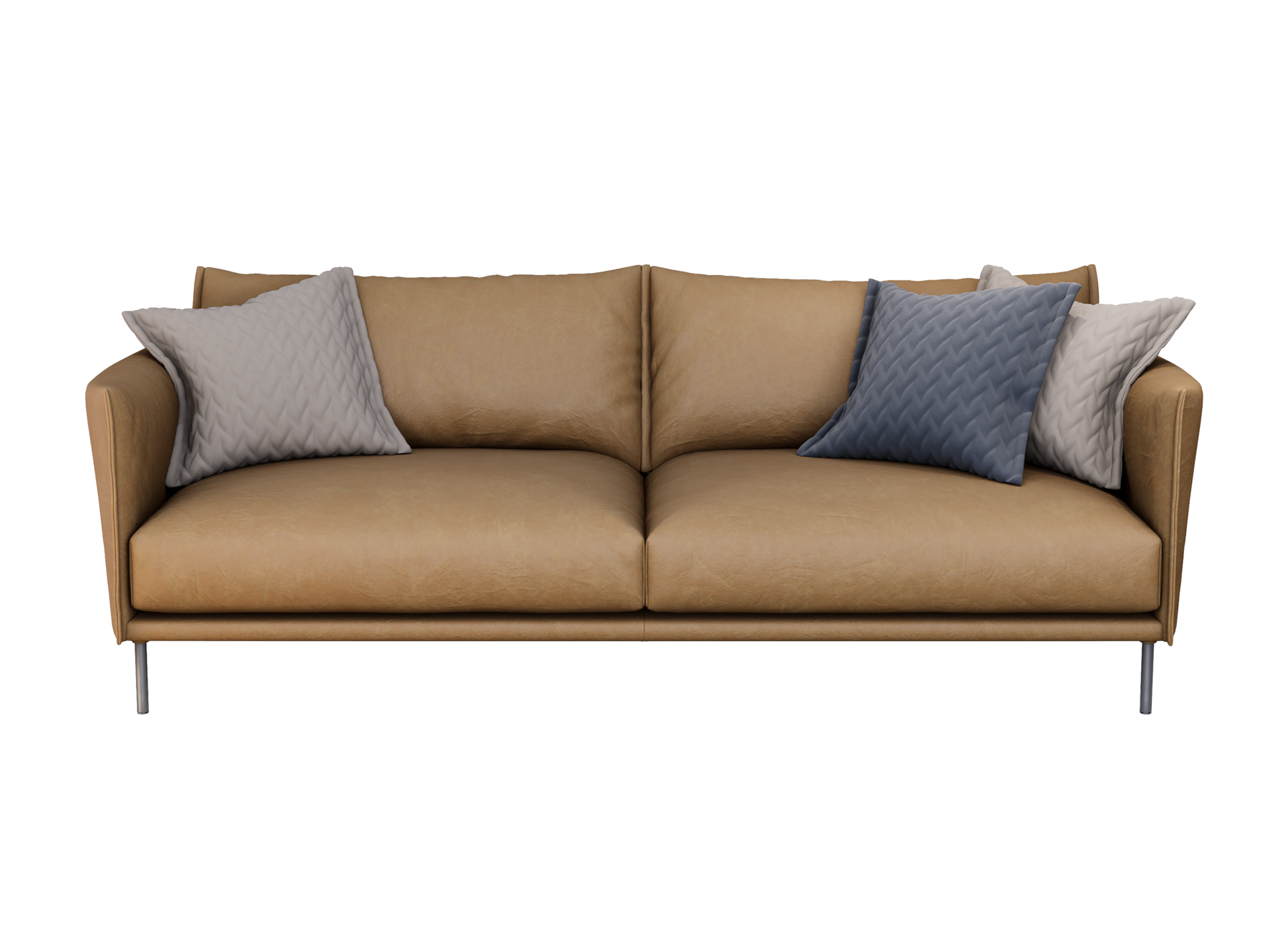 3d Furniture brown leather double sofa isolated on a white background