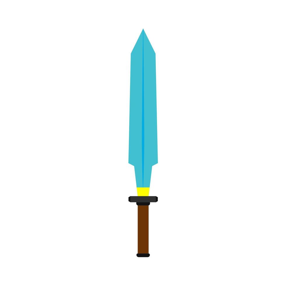 Game sword isolated vintage emblem vector icon. Fairytale power royal weapon