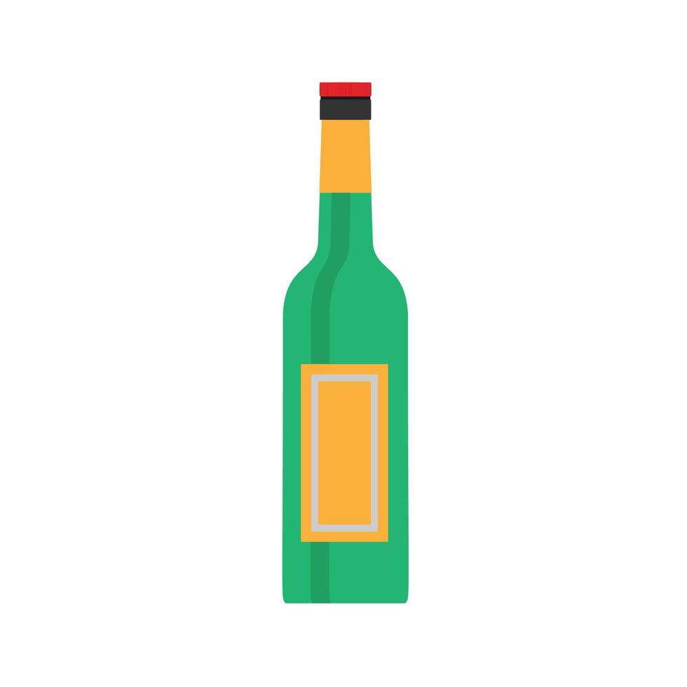 botella de cerveza verde vector símbolo de vidrio. comida alcohol plano icono vista frontal