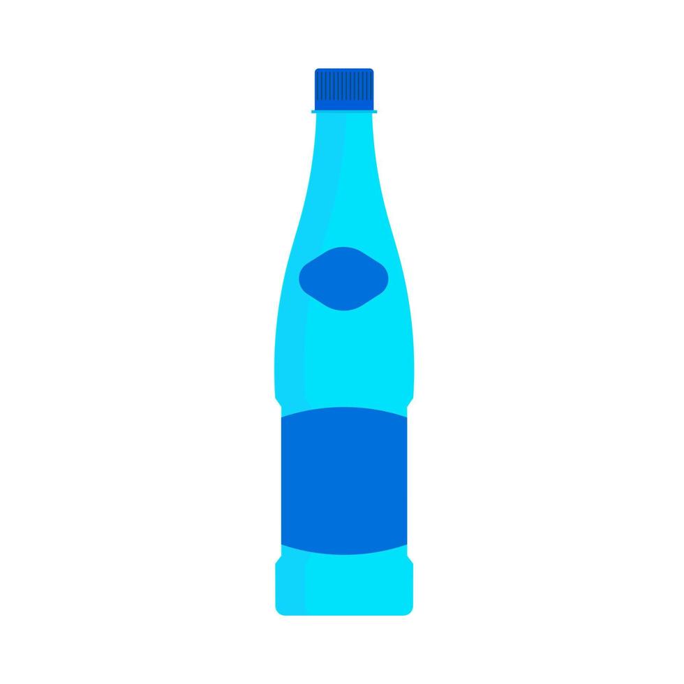 Water bottle plastic object natural lifestyle symbol vector icon. Aqua drink mineral soda blue. Glass beverage container