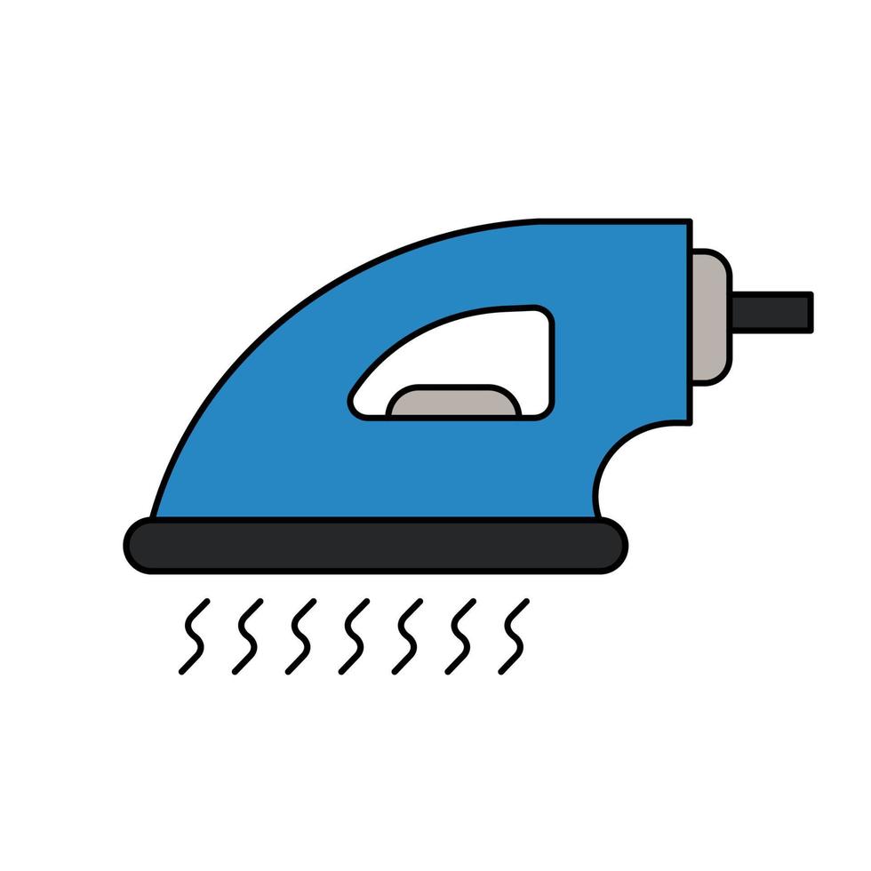 Iron steam appliance laundry housework domestic vector illustration. Home iron steam isolated white hot equipment tool icon. Work device power flatiron. Simple sign drawing icon concept device