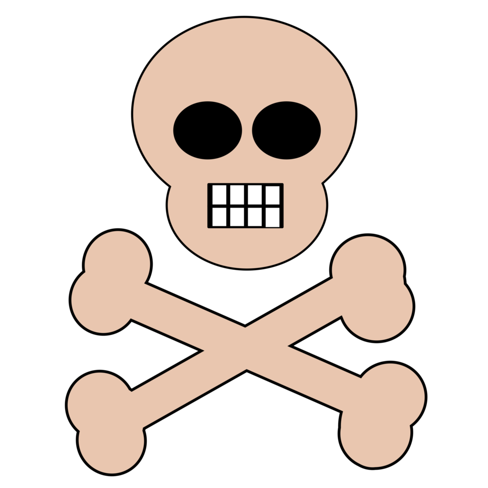 os de symbole de danger et crâne de pirate png