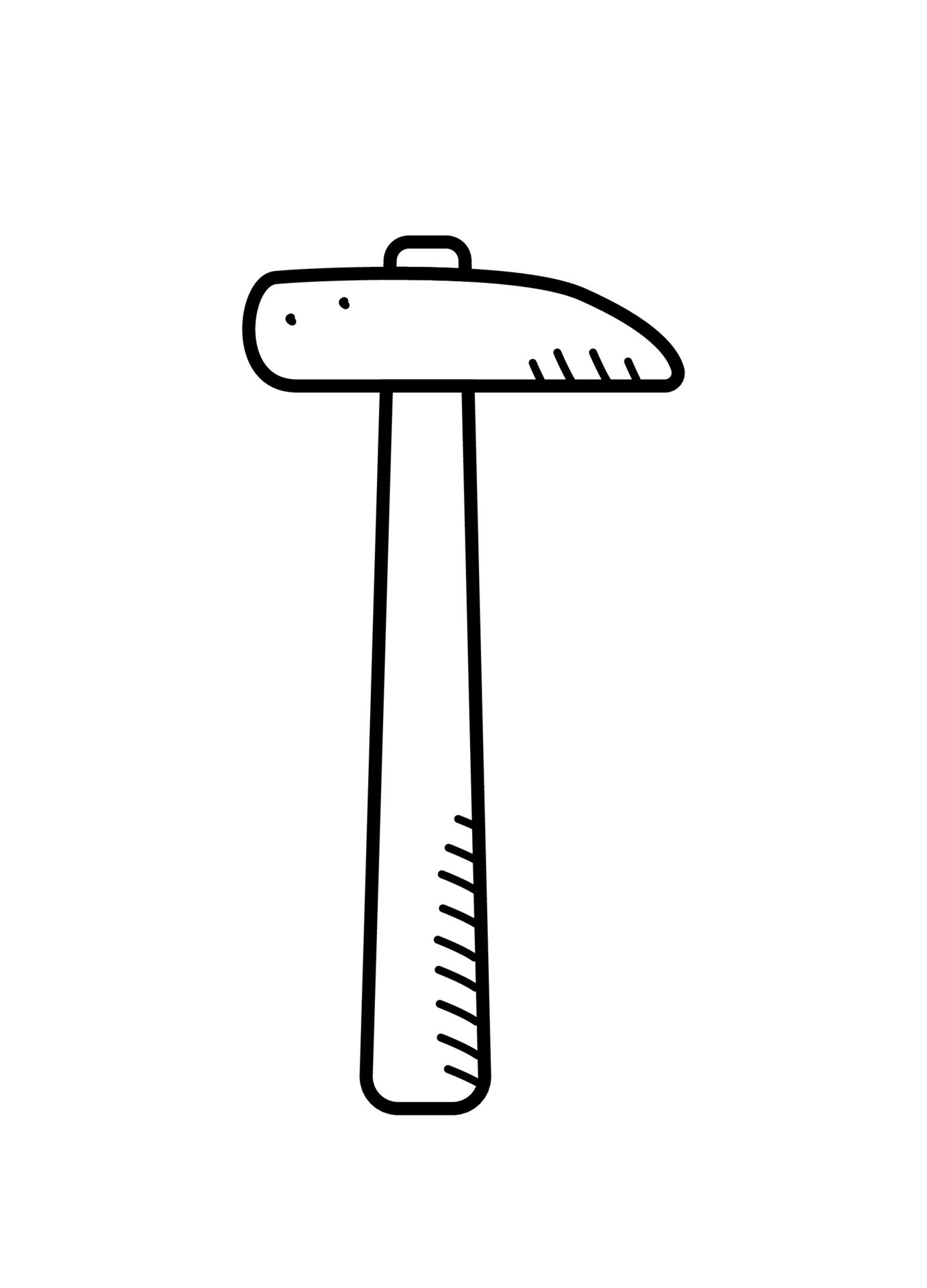 Hammer construction tool, vector doodle cartoon illustration isolate on