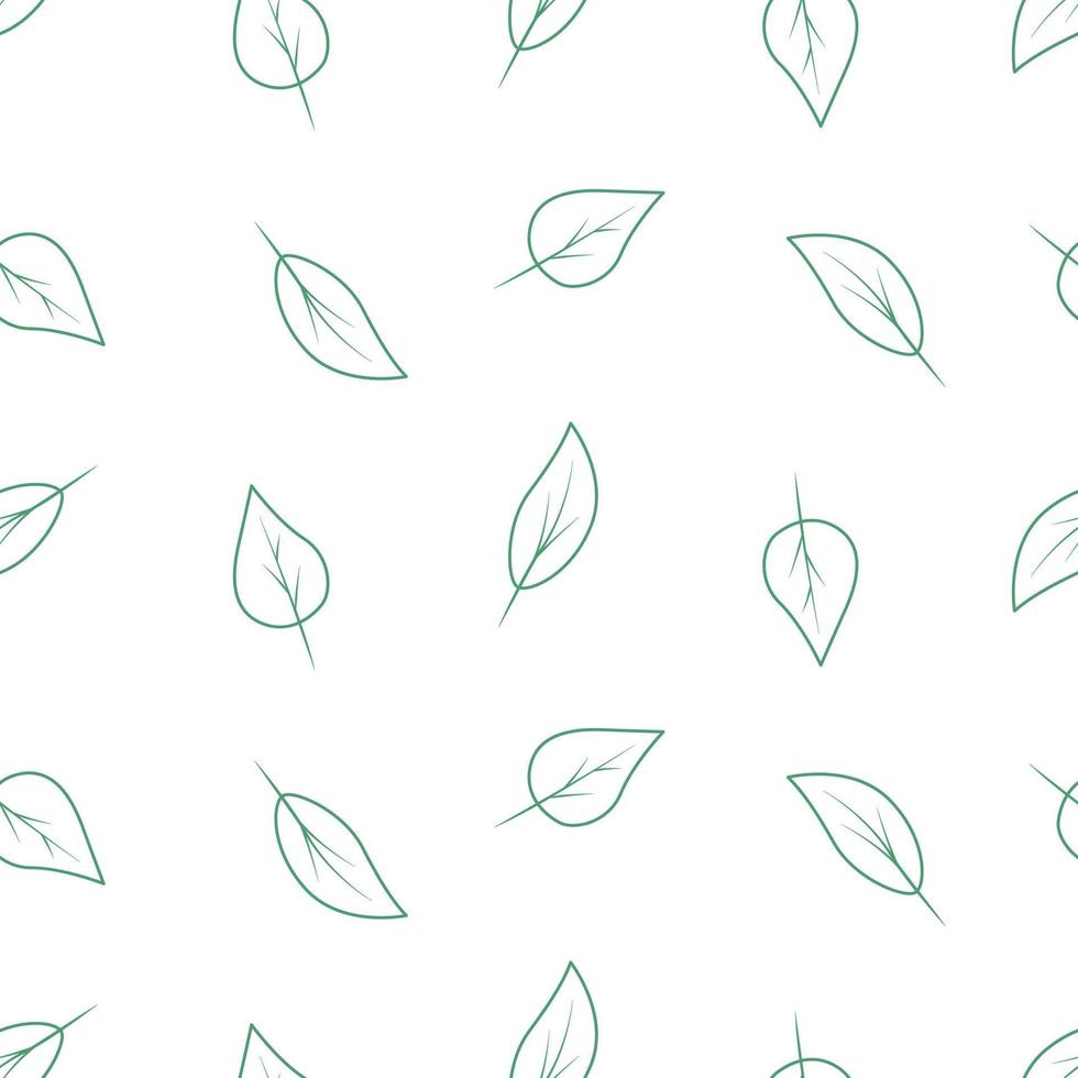 Seamless pattern leaves abstract, natural background, vector floral, doodle sketch