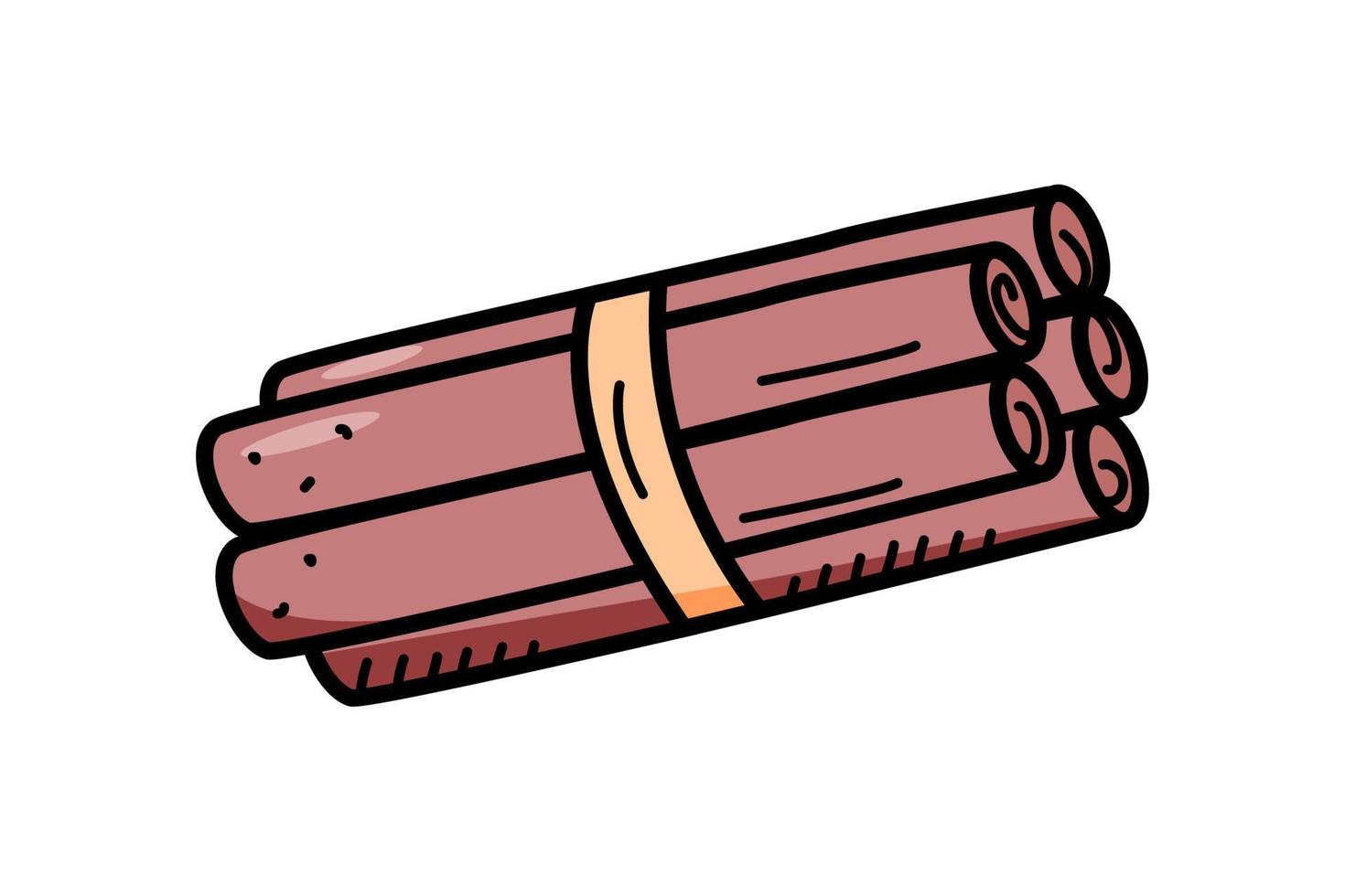 Cinnamon sticks set, vector illustration, doodle style.