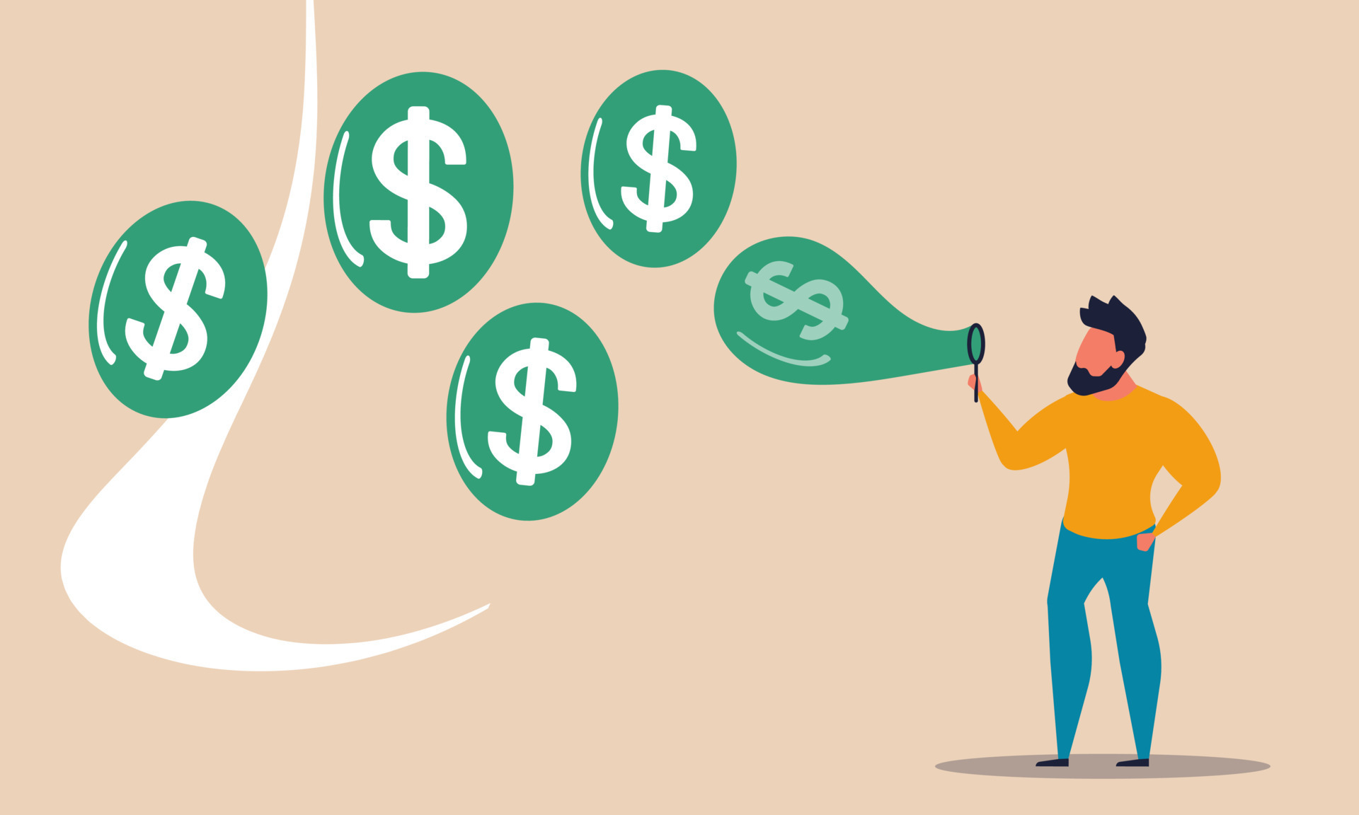 Bubble soap balloon economy speculation concept illustration