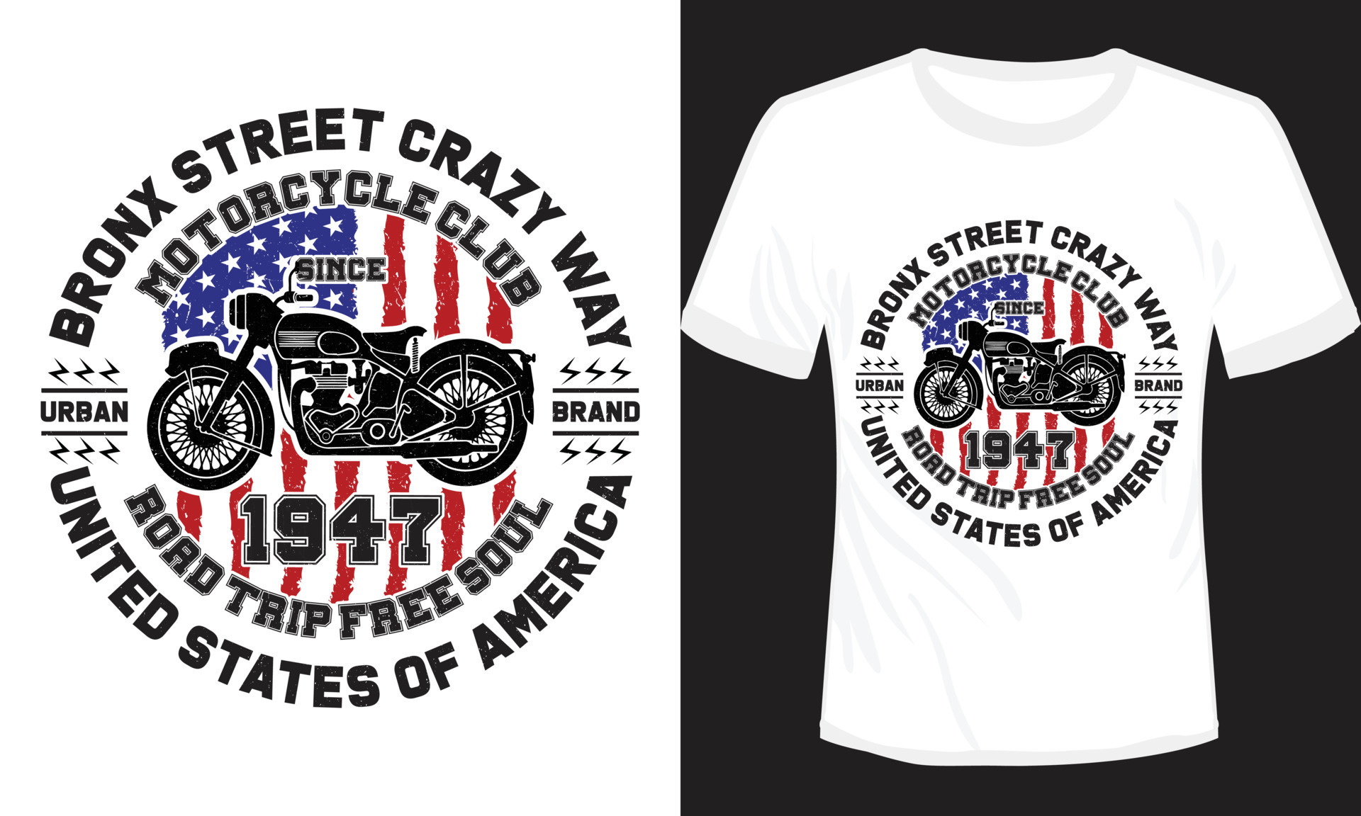 Bronx Street Crazy Way Motorcycle Club Tshirt Dsign 10880182 Vector
