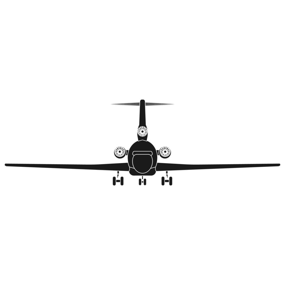 Airplane travel vector icon illustration transportation solid black. Aircraft symbol and fly plane transport isolated white