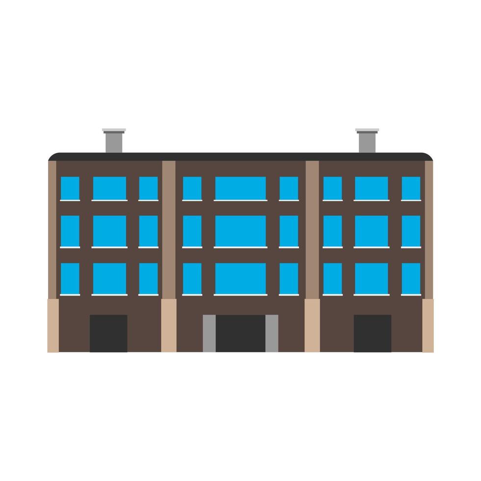 Commercial building business office cityscape structure city vector icon. Downtown exterior architecture corporate