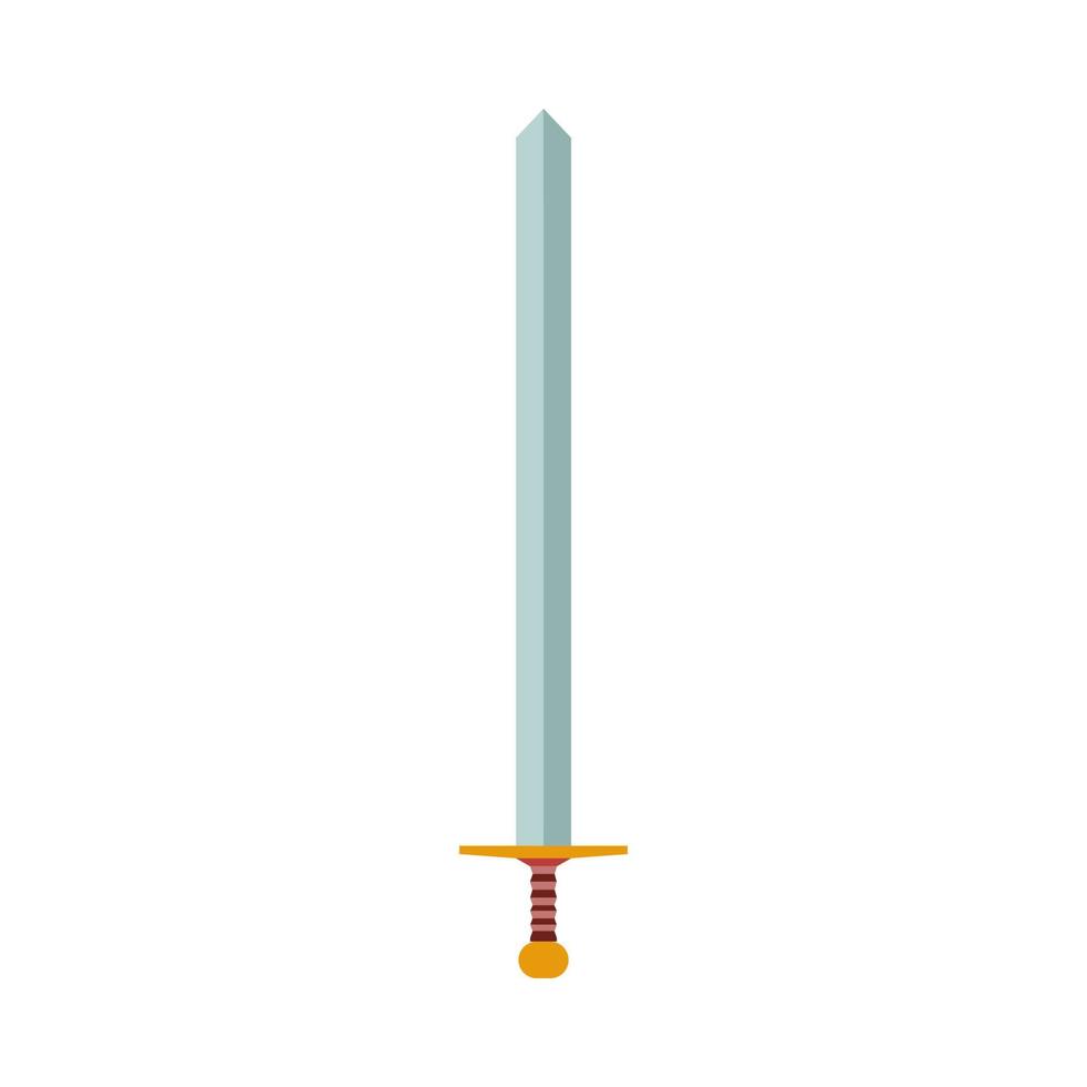 Sword sharp steel medieval knight vector flat icon isolated white