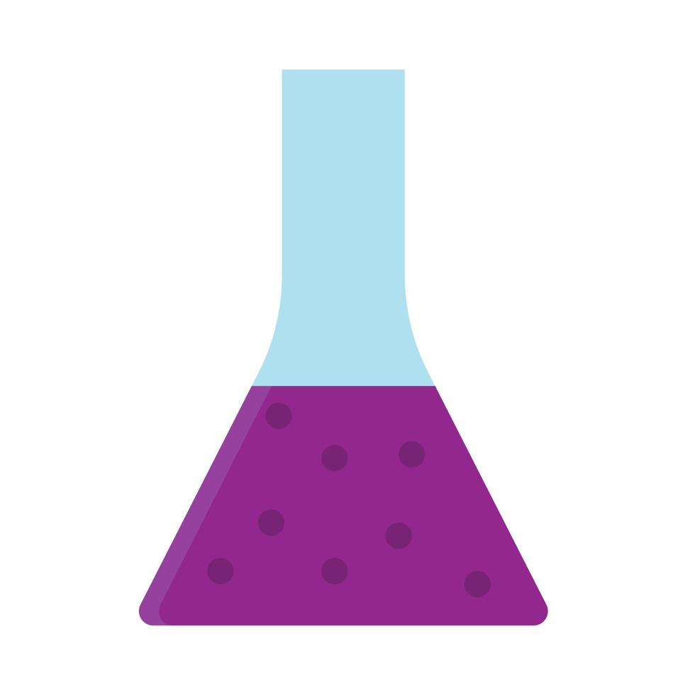 Beaker flask education sign vector icon. Discovery lab development solution test glass equipment