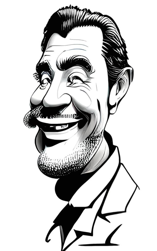 Comic Caricatures of Happy Old Man vector