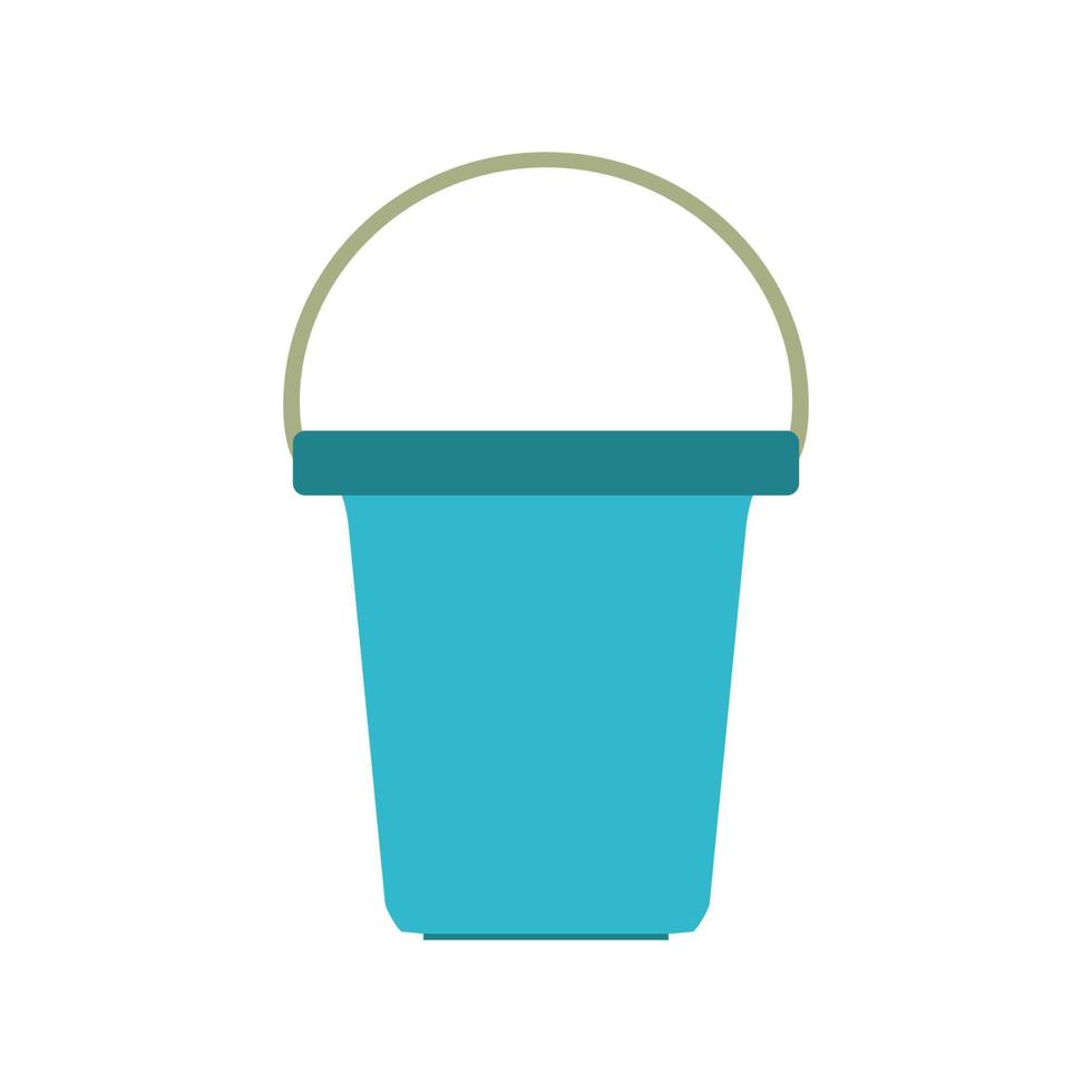 Bucket water vector illustration clean container equipment. Isolated handle bucket icon empty can object. Water bucketful plastic symbol housework sign gardening. Blue pot basket garden icon simple