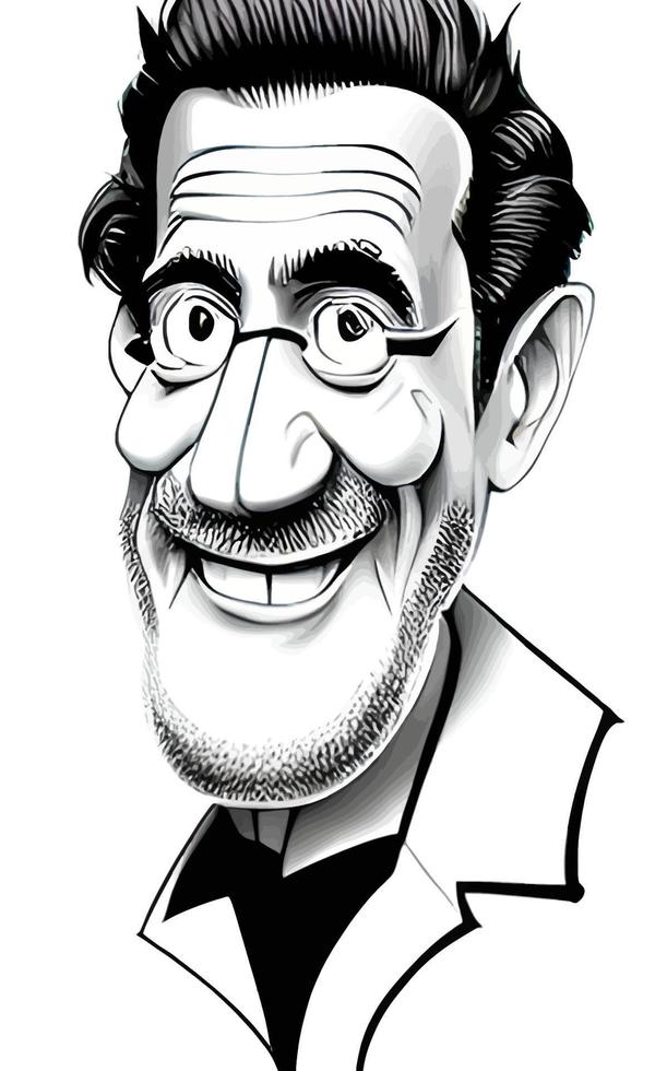 Comic Caricatures of Happy Old Man vector