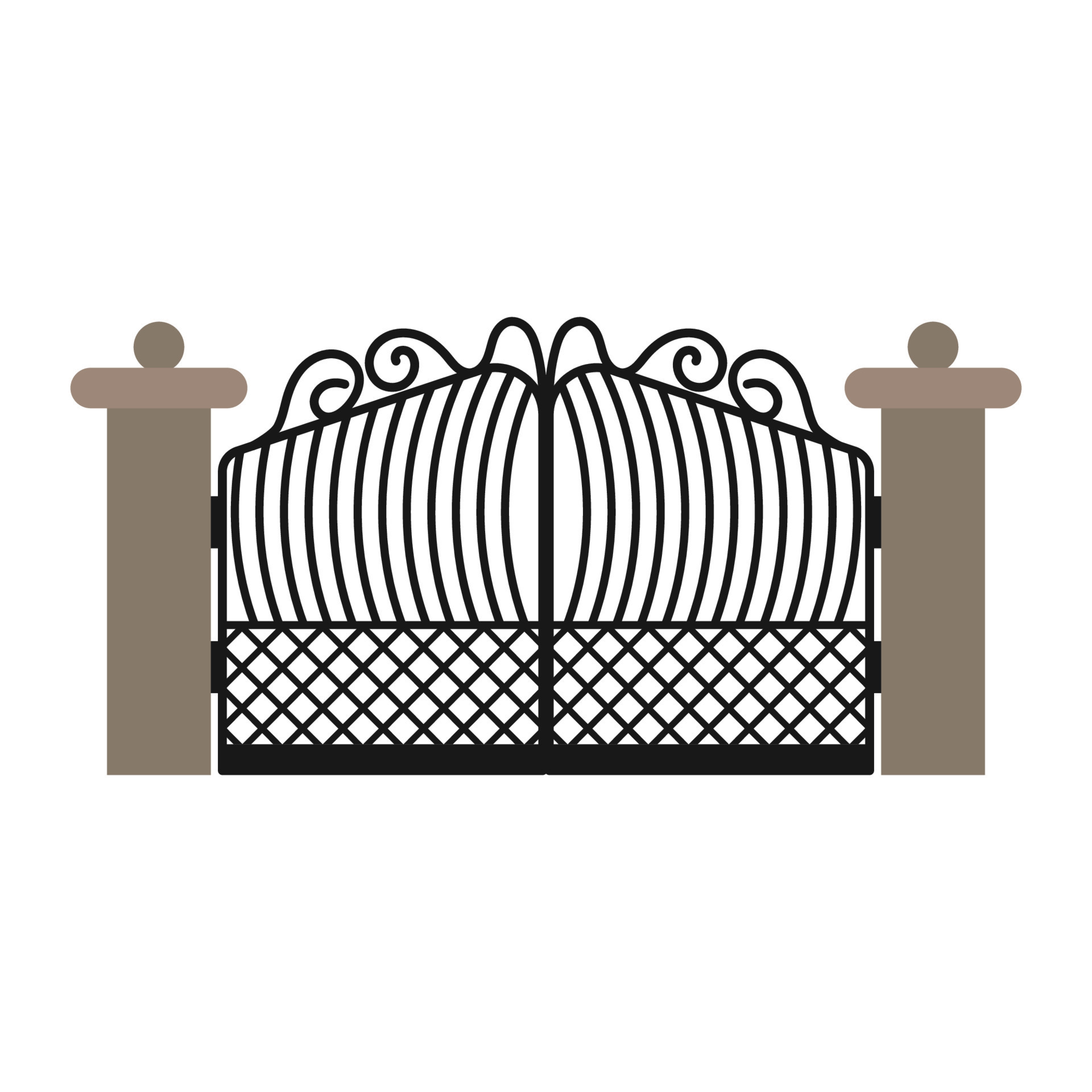 Gate with iron fence door and metal cartoon manor decoration. Front entrance from ironwork grid vector illustration. Old lattice wrought and classic frame ornament for park. Security steel structure 10880528 Vector Art Gate with iron fence door and metal cartoon manor decoration. Front entrance from ironwork grid vector illustration. Old lattice wrought and classic frame ornament for park. Security steel structure 10880528 Vector Art