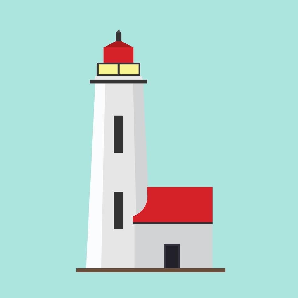 Lighthouse building landmark vector icon isolated sign. Summer shore sea security ship signal. Flat seaside port