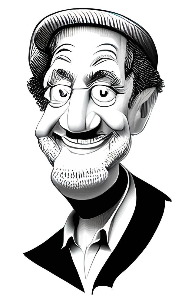 Comic Caricatures of Happy Old Man vector