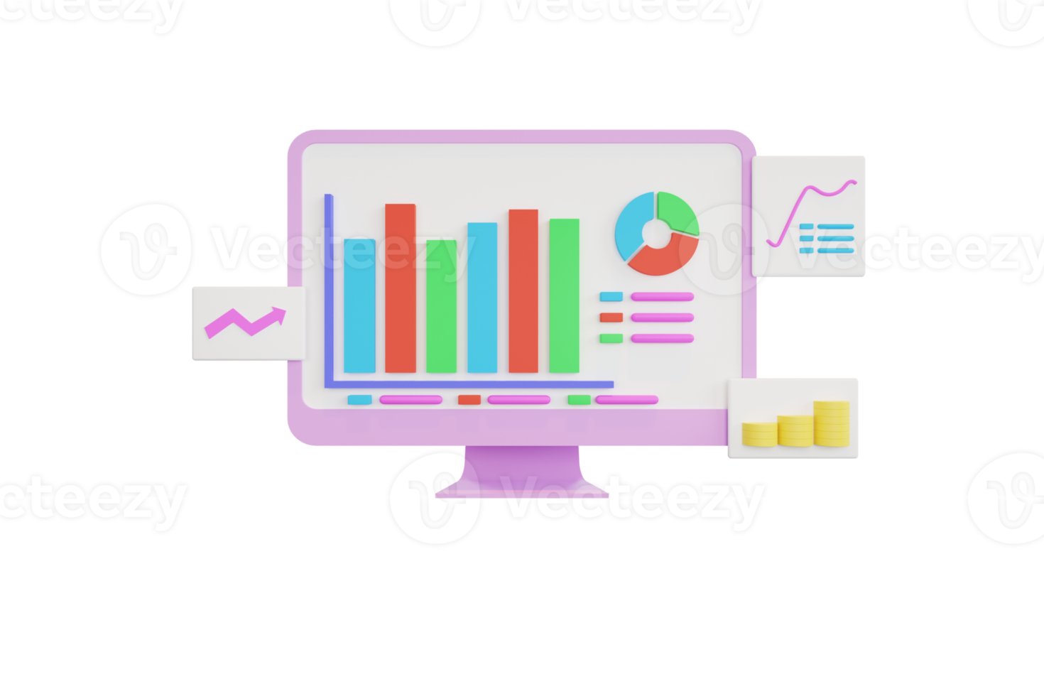 3D-Rendering Der Verkauf von digitalen Marketingdatenanalysen traf das Ziel png