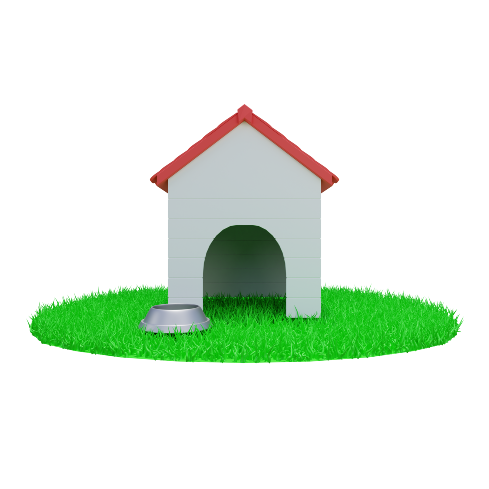 renderização 3D de uma casa de cachorro na grama png