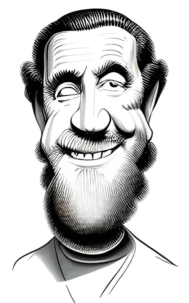 Comic Caricatures of Happy Old Man vector