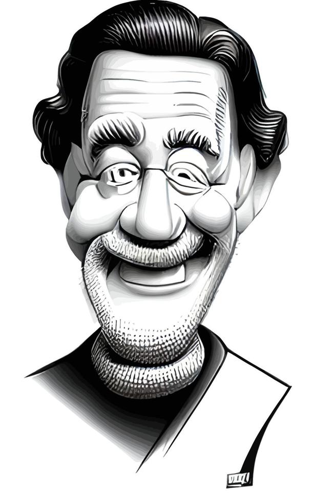 Comic Caricatures of Happy Old Man vector