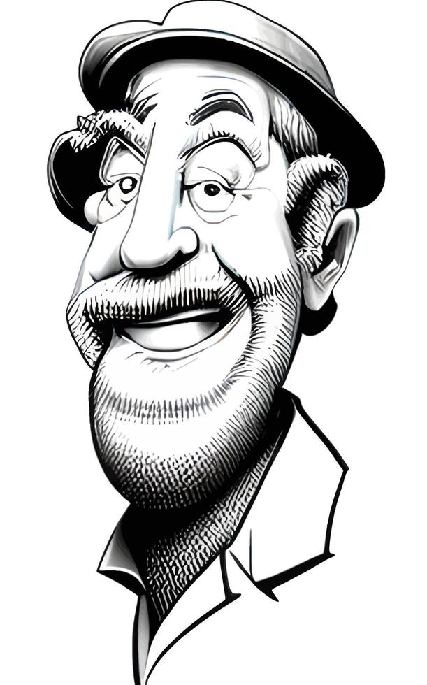 Comic Caricatures of Happy Old Man vector