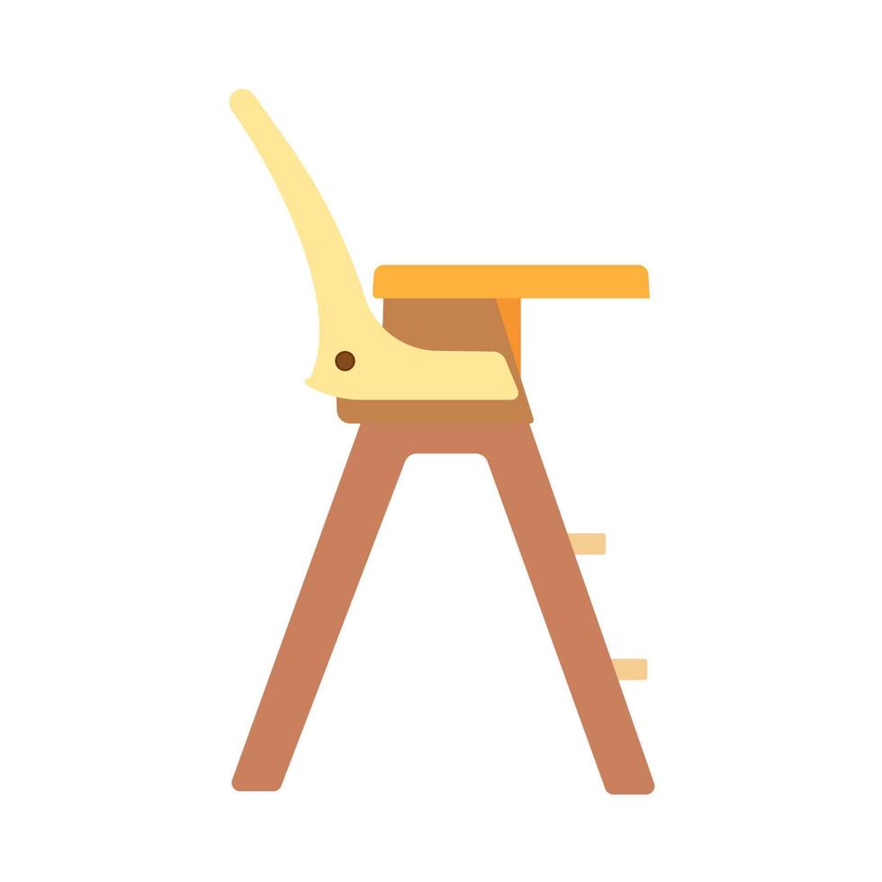 Baby high chair design kid silhouette interior vector icon. Food eat stool flat equipment furniture. Seat toddler infant
