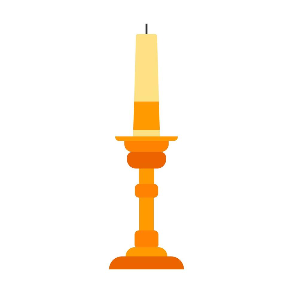 Candlestick holder decoration traditional symbol religious flat brass candle vector icon. Elegant ancient  luxury light