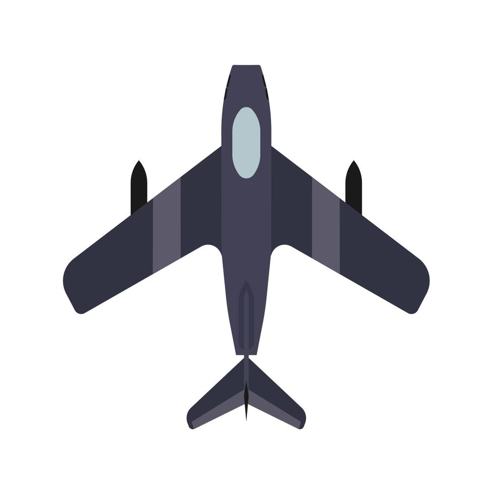 Fighter plane transport top view vector icon defense. Weapon combat attack military warplane illustration above