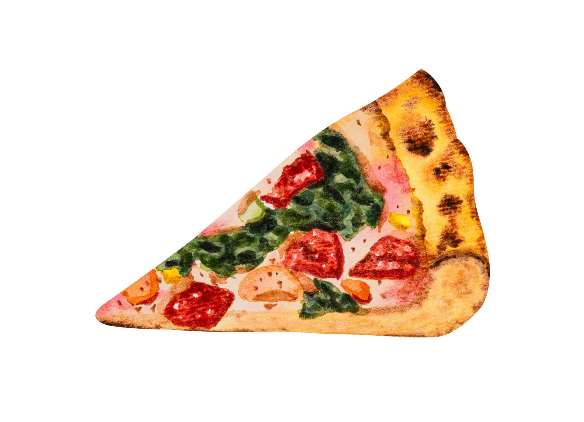 Bacon pizza slice. Hand drawn watercolor 10880898 PNG