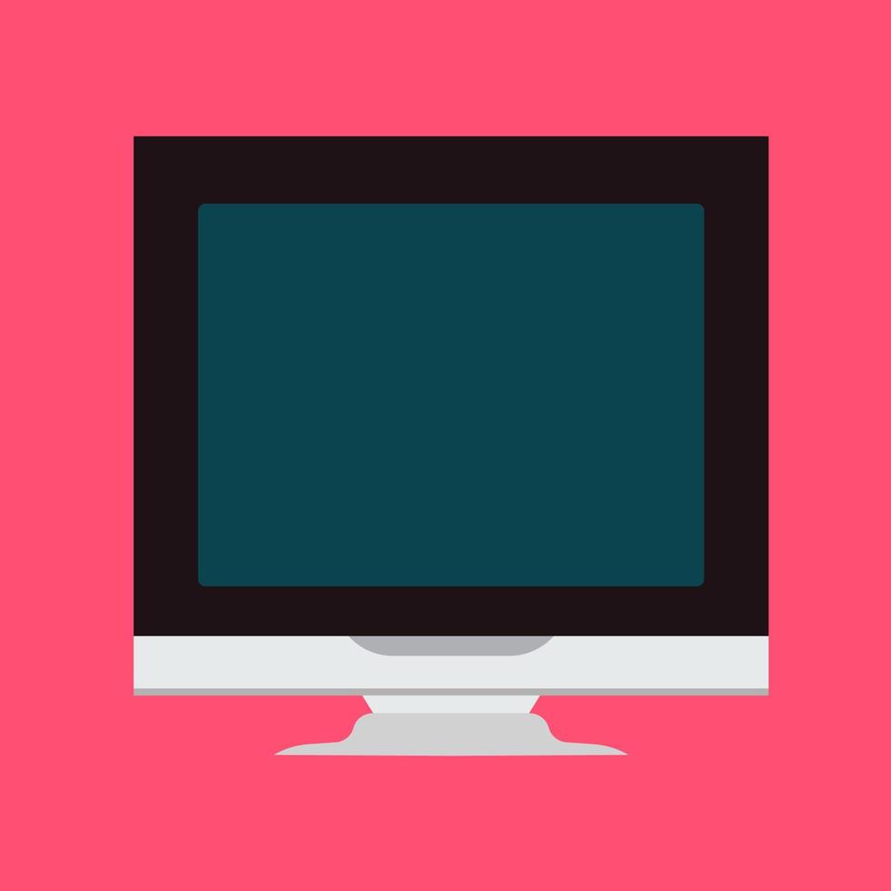 Monitor front view screen computer equipment vector icon. Electronic communication technology work office PC.
