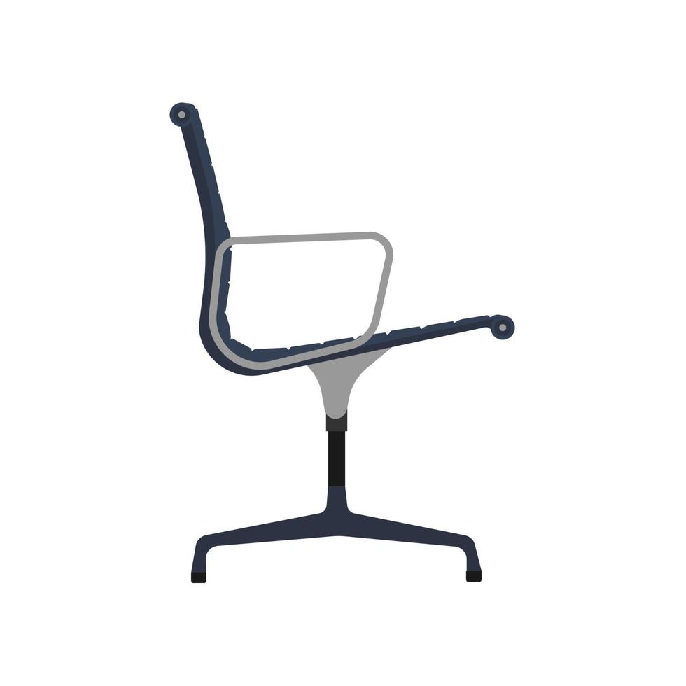 muebles de icono de vector de vista lateral de silla de oficina. trabajo de trabajo de elemento interior de negocio de asiento. equipo ergonómico plano azul