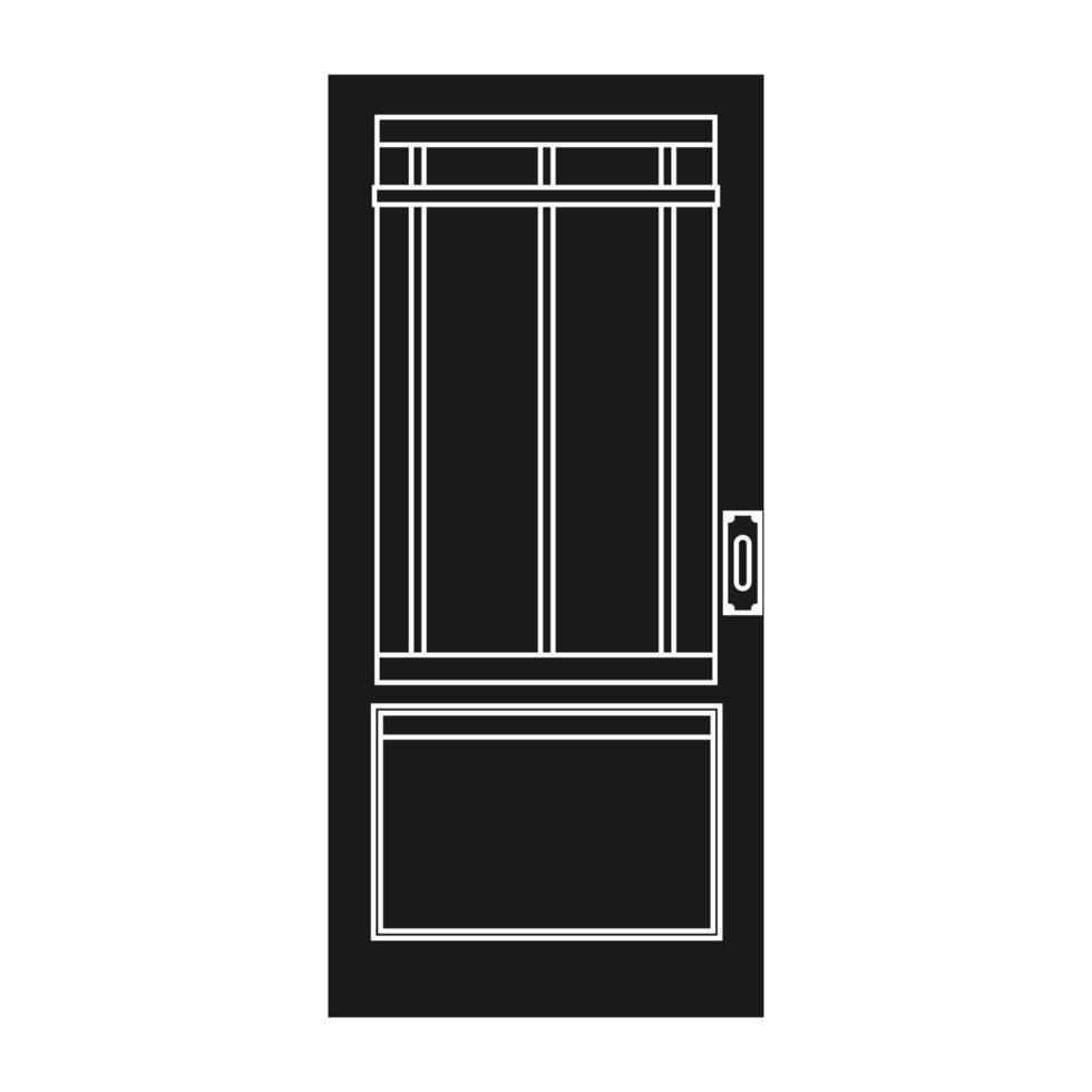 Door entrance vector illustration house solid black. Doorway interior exit isolated white and front architecture room