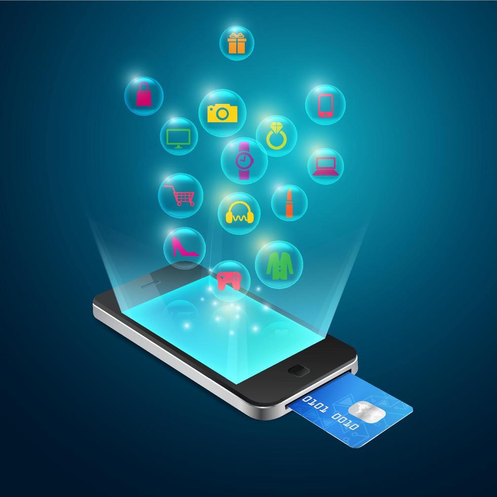 mobile online shopping vector